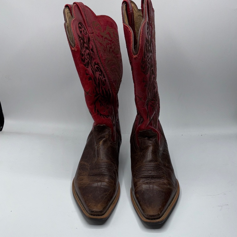 Vintage TWISTED X Pointed Toe Brown Leather Western Boots Women's Size 6.5